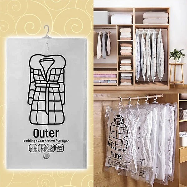 Hanging Vacuum Storage Bags for Closet Organisation, Set of 4