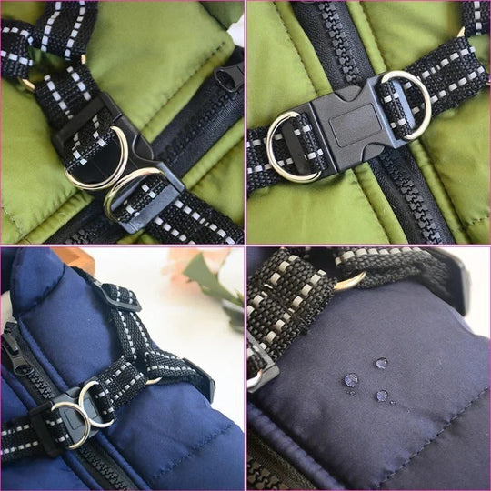 Insulated Dog Coat with Built-In Harness for Cold Weather