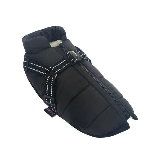 Insulated Dog Coat with Built-In Harness for Cold Weather