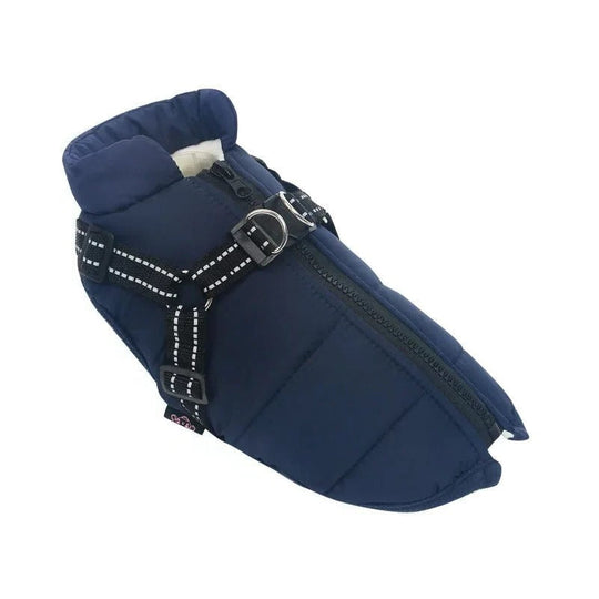 Insulated Dog Coat with Built-In Harness for Cold Weather