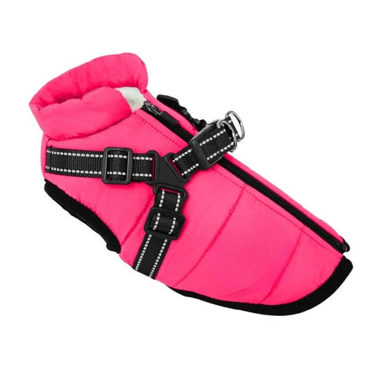 Insulated Dog Coat with Built-In Harness for Cold Weather