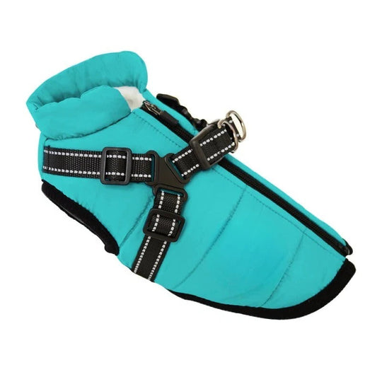 Insulated Dog Coat with Built-In Harness for Cold Weather