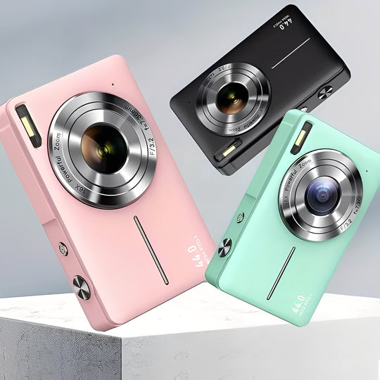 Portable Retro Inspired Digital Camera with Built-In Screen
