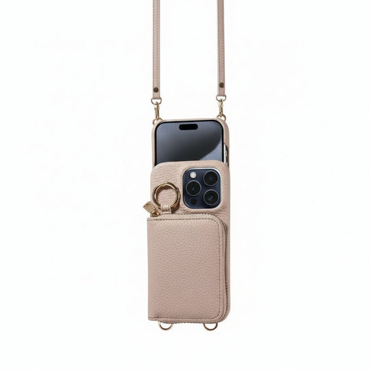Leather Wallet Case for iPhone with Card Slots and Zipper Closure