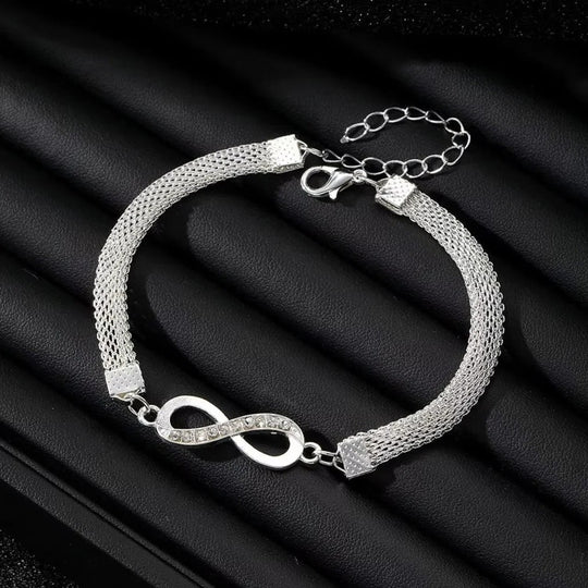 Rhinestone Bracelet Set, 3 Pieces Heart and Infinity Charms for Women