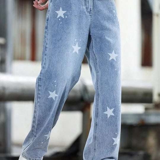 Men's Wide Leg Blue Denim Trousers Loose Fit and Casual Fashion