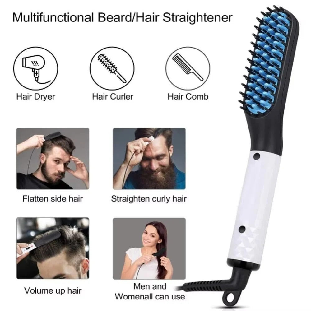 Portable Mini Beard Straightening Brush with Ceramic Heating Technology