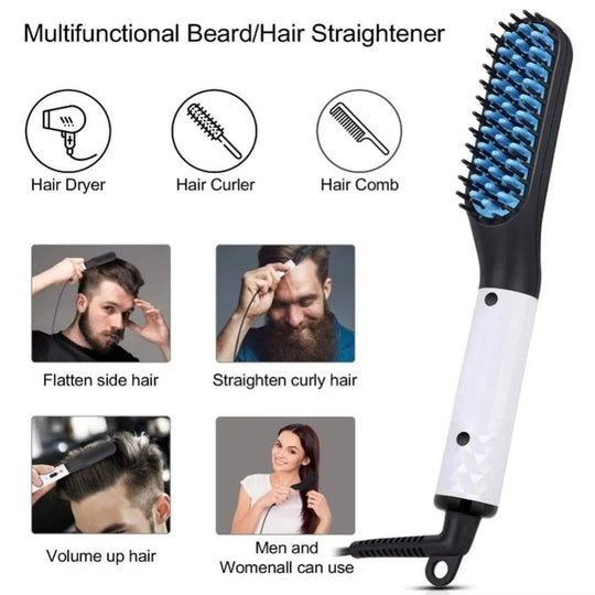 Portable Mini Beard Straightening Brush with Ceramic Heating Technology