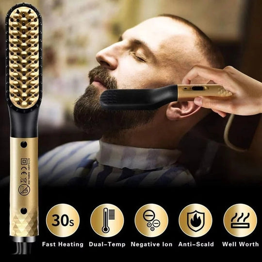 Portable Mini Beard Straightening Brush with Ceramic Heating Technology