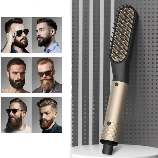 Portable Mini Beard Straightening Brush with Ceramic Heating Technology