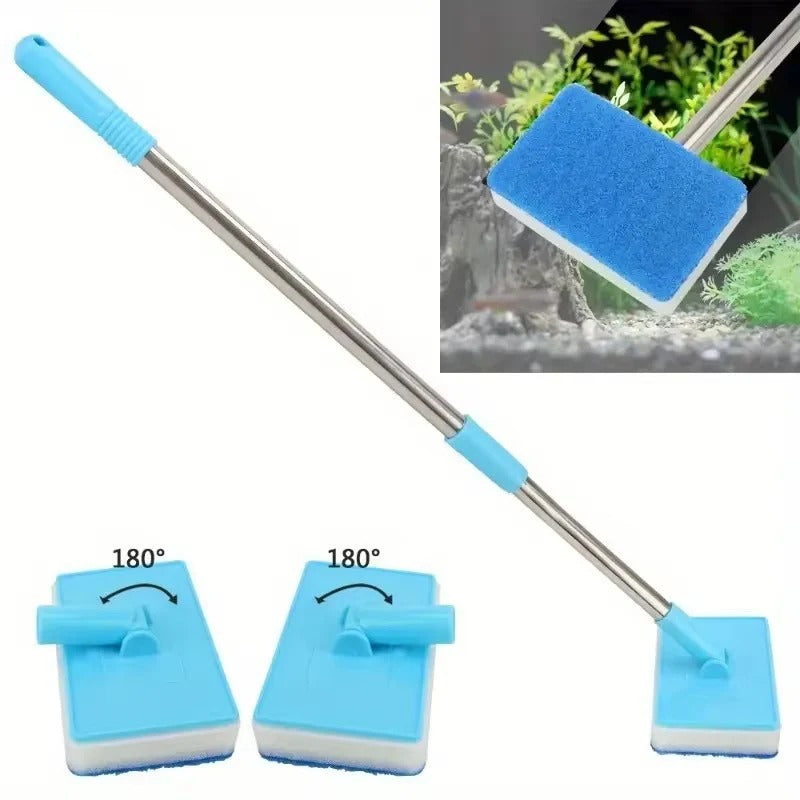 Extendable Aquarium Algae Scraper and Cleaner with 180 Degree Sponge