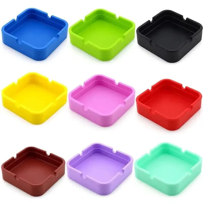 Square Silicone Ashtray with Portable Case
