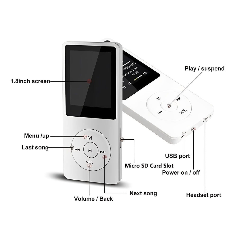 Portable High Fidelity Music Player with 1.8 Inch Screen and Bluetooth Connectivity