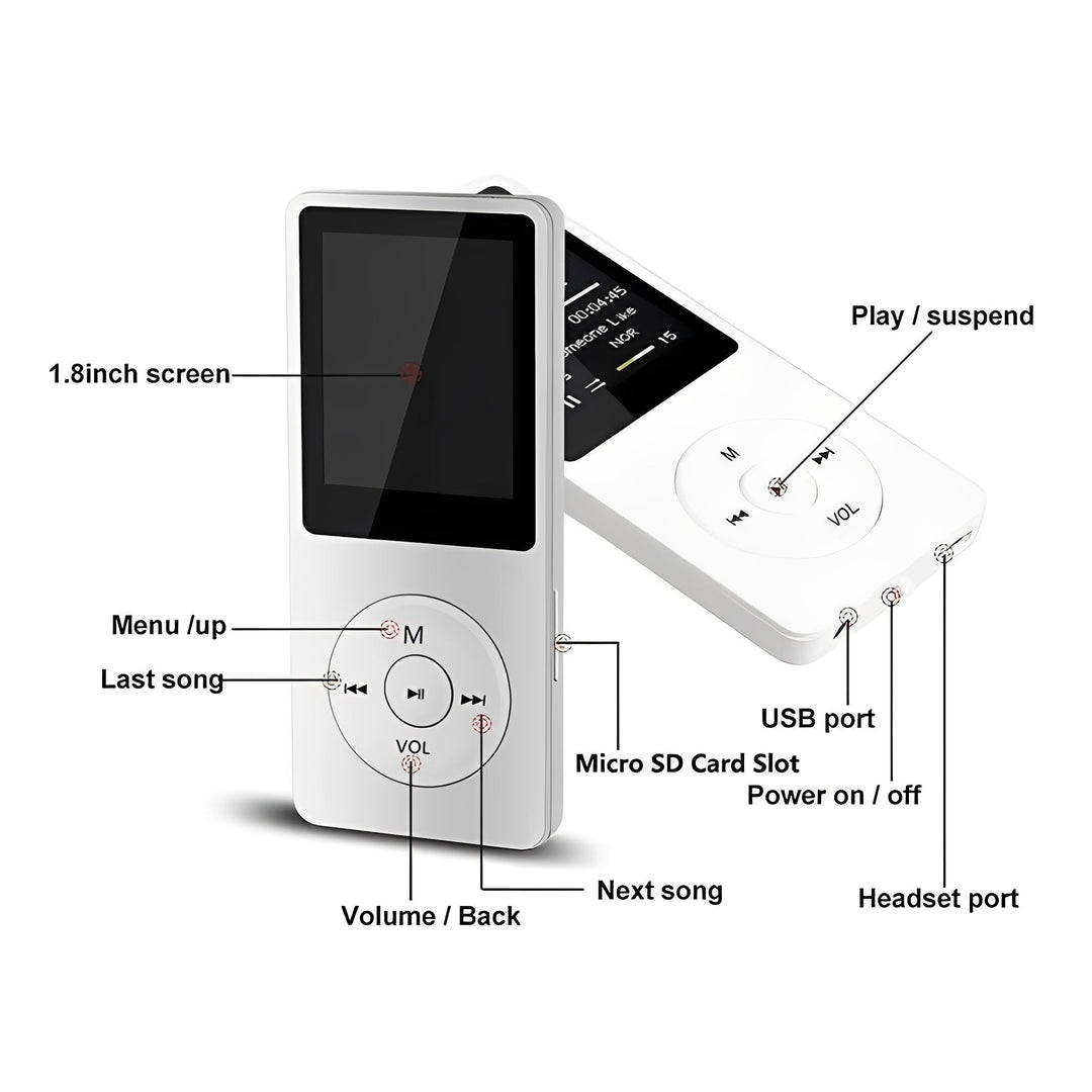 Portable High Fidelity Music Player with 1.8 Inch Screen and Bluetooth Connectivity