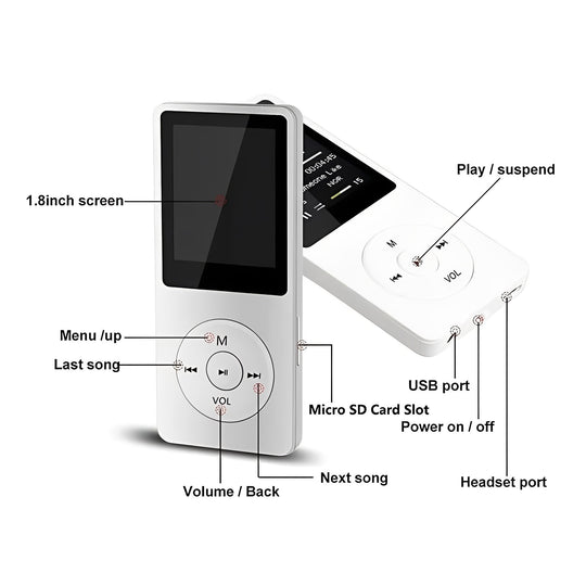 Portable High Fidelity Music Player with 1.8 Inch Screen and Bluetooth Connectivity