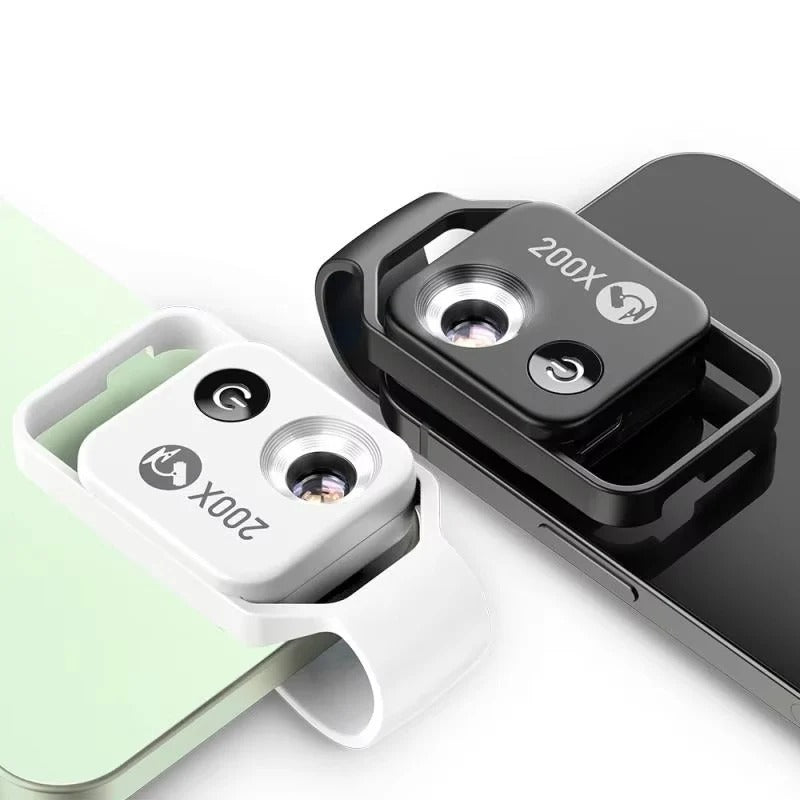 Portable 200X Smartphone Microscope Lens and Universal Clip