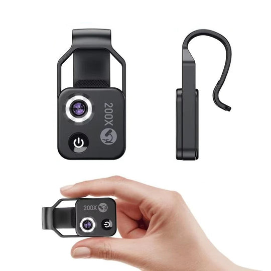 Portable 200X Smartphone Microscope Lens and Universal Clip