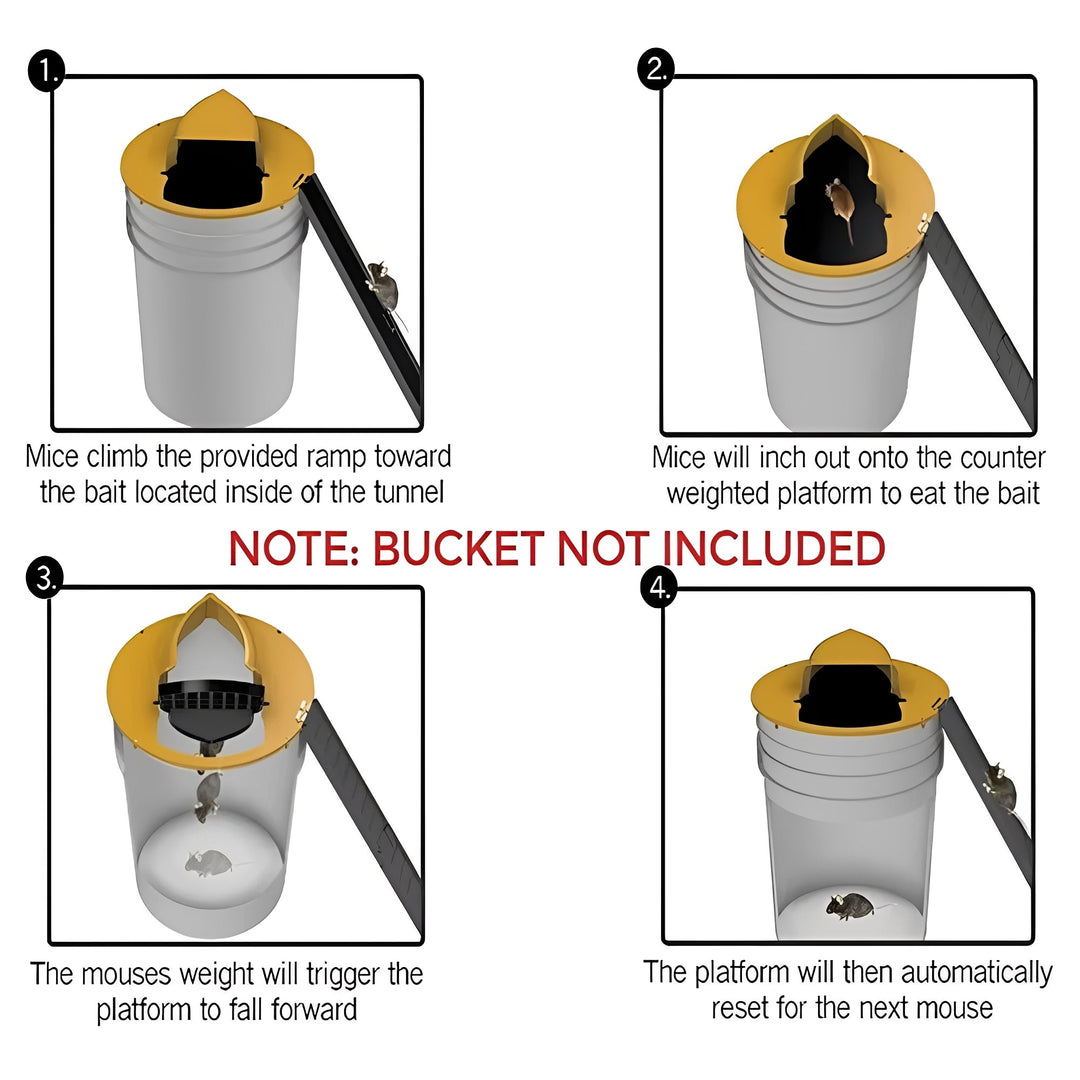 Automatic Reset Mouse Trap and 5 Gallon Bucket Lid