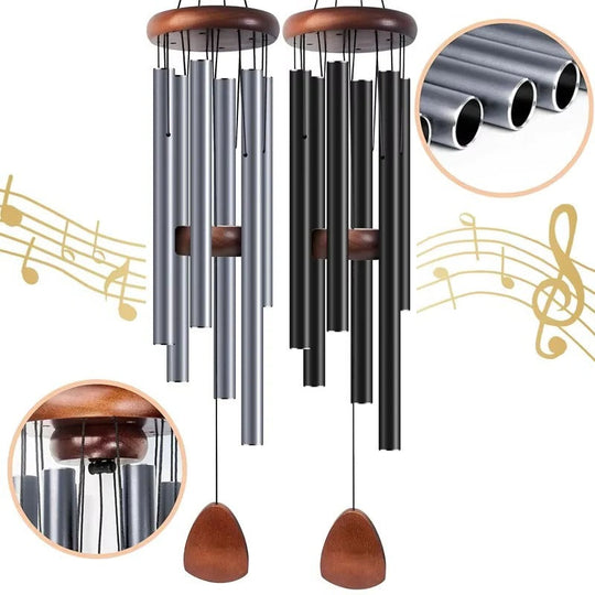 Outdoor Wind Chimes with Aluminium Tubes and Wooden Accents