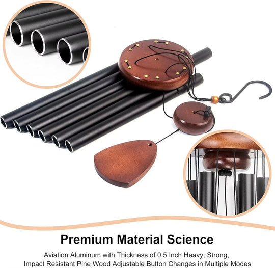 Outdoor Wind Chimes with Aluminium Tubes and Wooden Accents