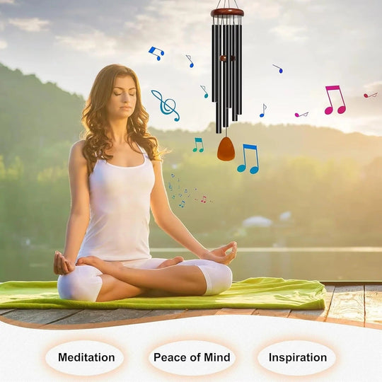 Outdoor Wind Chimes with Aluminium Tubes and Wooden Accents