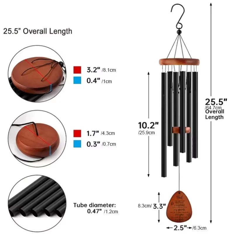 Outdoor Wind Chimes with Aluminium Tubes and Wooden Accents