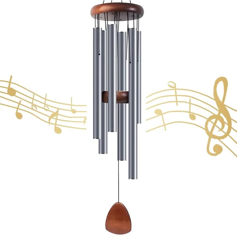 Outdoor Wind Chimes with Aluminium Tubes and Wooden Accents