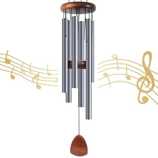 Outdoor Wind Chimes with Aluminium Tubes and Wooden Accents