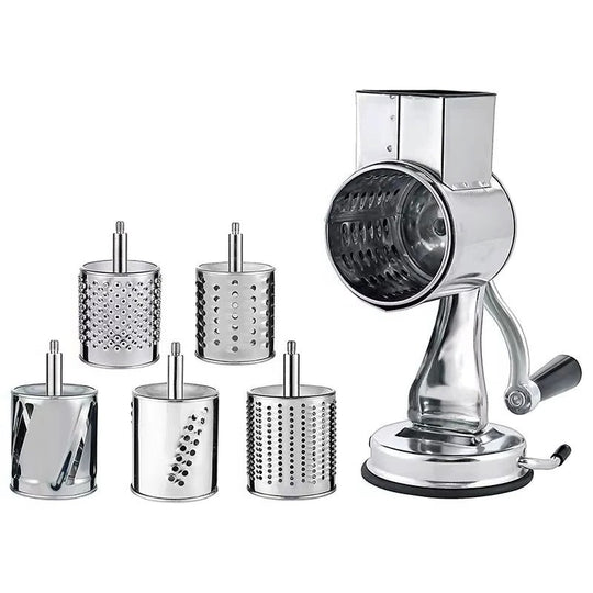 Rotary Food Grater with 5 Interchangeable Stainless Steel Blades