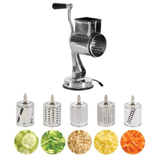 Rotary Food Grater with 5 Interchangeable Stainless Steel Blades