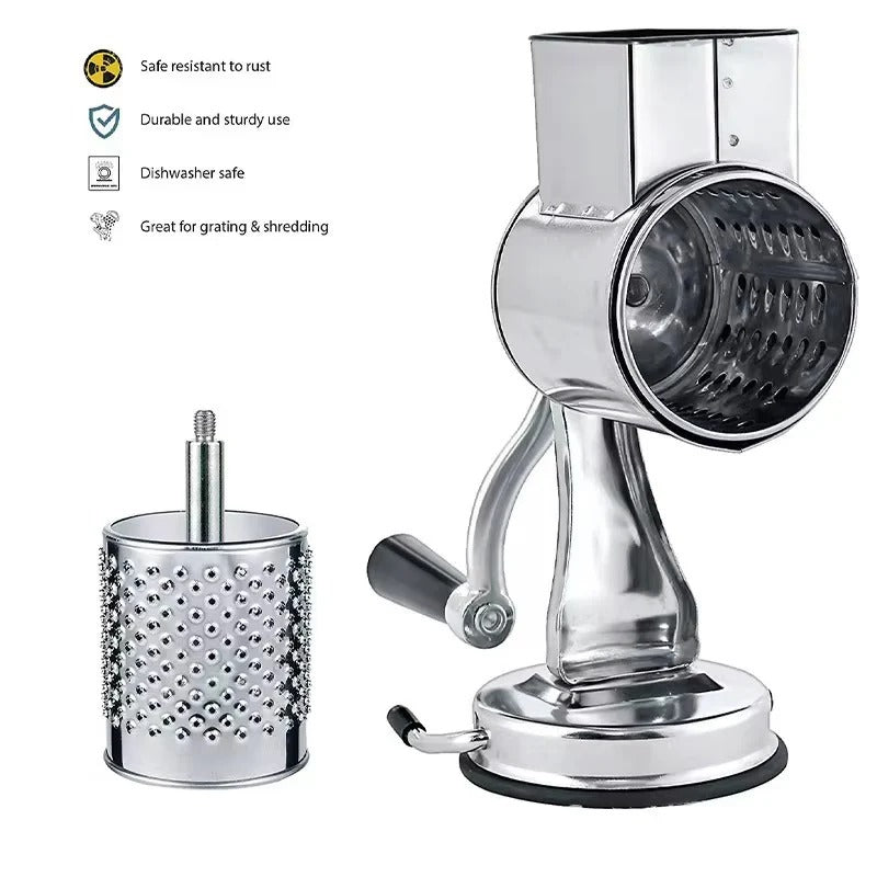 Rotary Food Grater with 5 Interchangeable Stainless Steel Blades