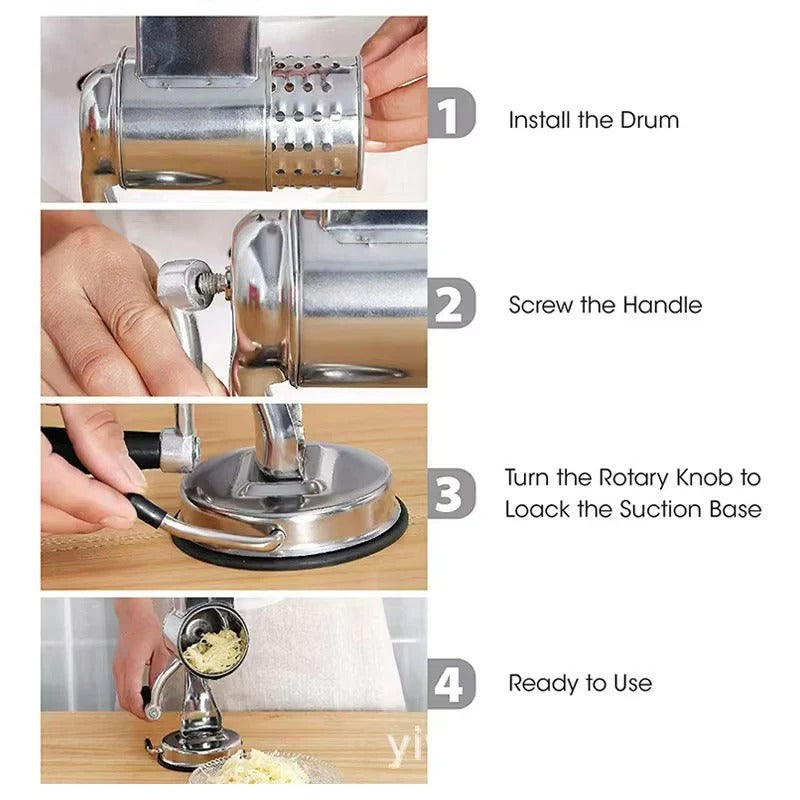 Rotary Food Grater with 5 Interchangeable Stainless Steel Blades
