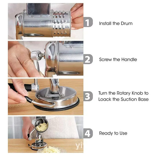 Rotary Food Grater with 5 Interchangeable Stainless Steel Blades