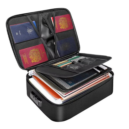 Portable Document Organiser with Reinforced Handles and Zippers