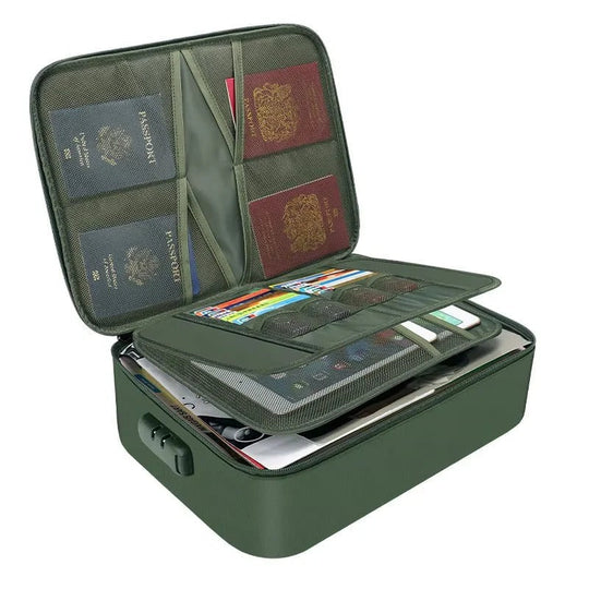 Portable Document Organiser with Reinforced Handles and Zippers
