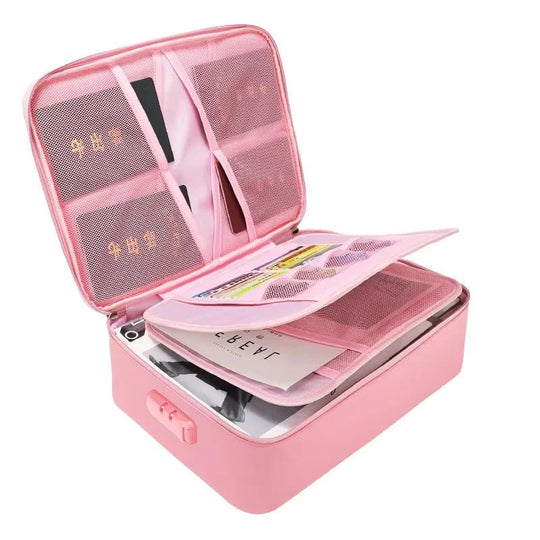 Portable Document Organiser with Reinforced Handles and Zippers