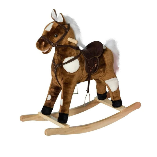 Plush Rocking Horse Ride-On Toy with Built-In Music