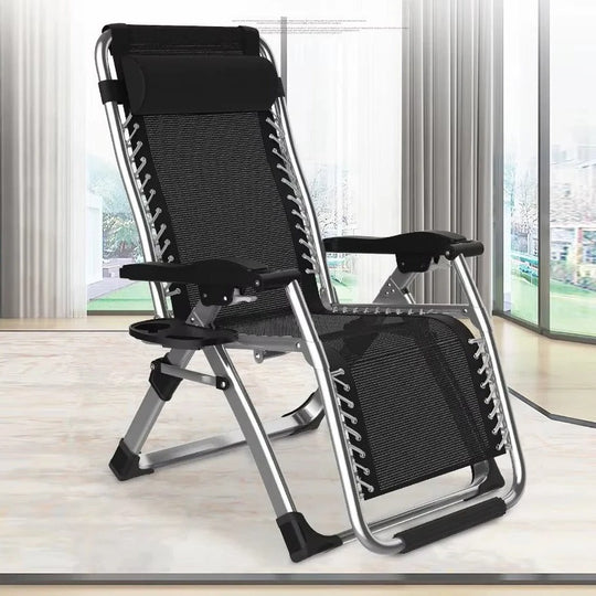 Portable Outdoor Folding Lounge Chair and Reclining Patio Seat with Cup Holder