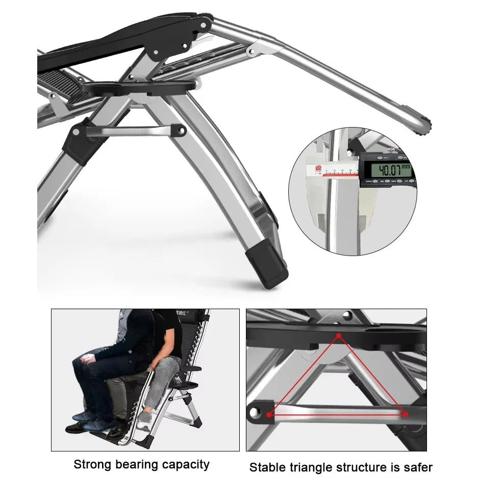 Portable Outdoor Folding Lounge Chair and Reclining Patio Seat with Cup Holder