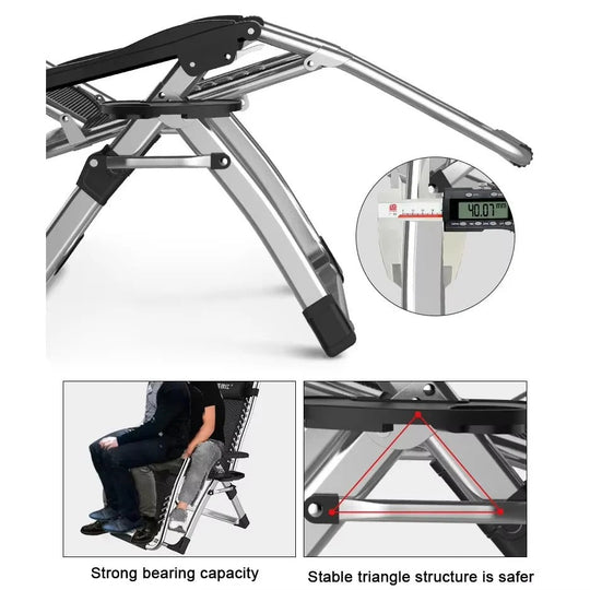 Portable Outdoor Folding Lounge Chair and Reclining Patio Seat with Cup Holder
