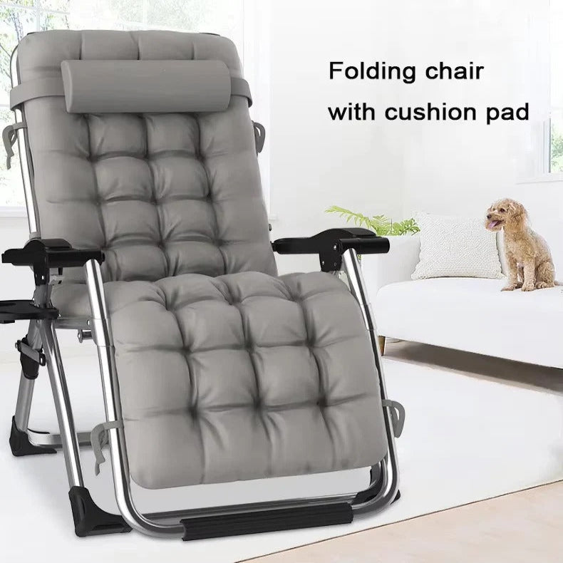 Portable Outdoor Folding Lounge Chair and Reclining Patio Seat with Cup Holder