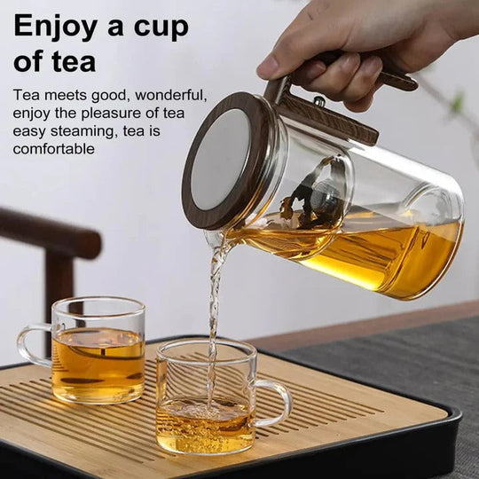 Glass Teapot with Water Separation Technology and Removable Infuser