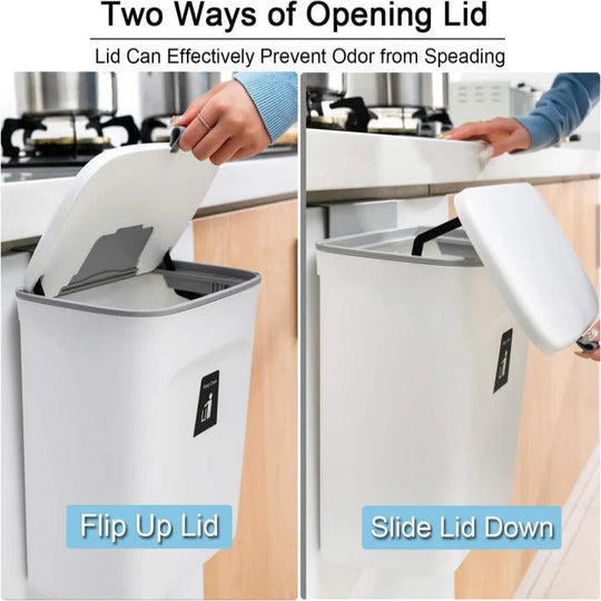 Plastic Kitchen Compost Bin with Over Door and Adhesive Mounting