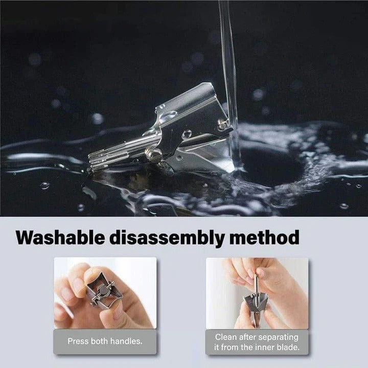 Manual Nose and Ear Hair Trimmer with Stainless Washable Head