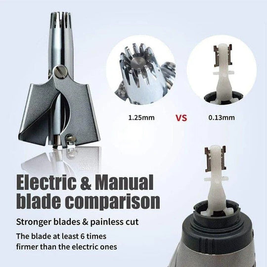 Manual Nose and Ear Hair Trimmer with Stainless Washable Head