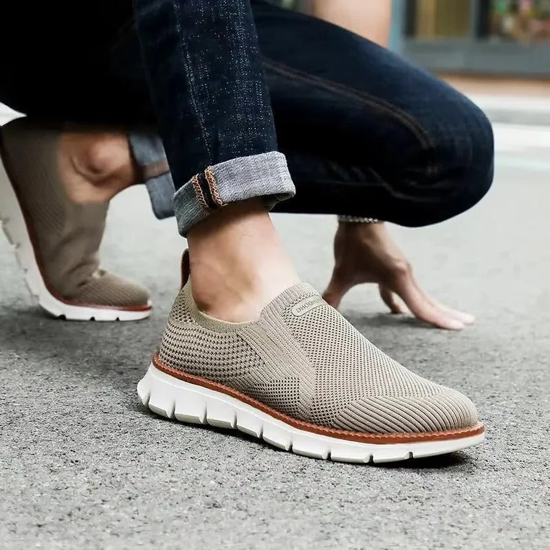 Slip-On Running Shoes with Knitted Textile Upper