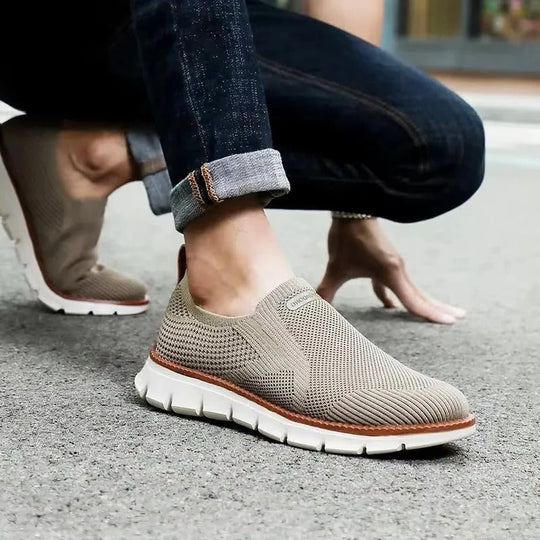 Slip-On Running Shoes with Knitted Textile Upper