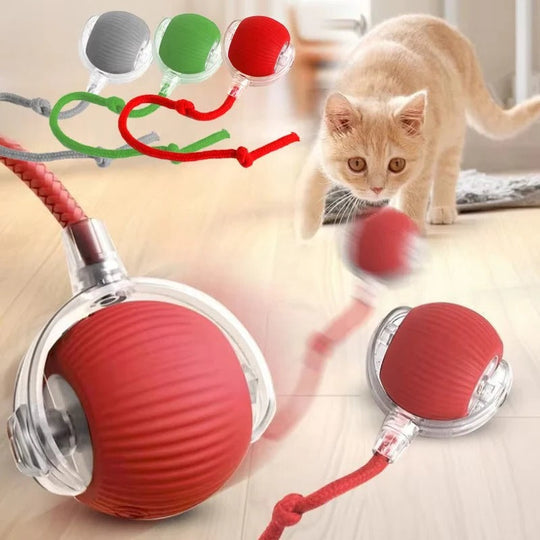 Motorised Rolling Cat Toy with Fibre Tail Design