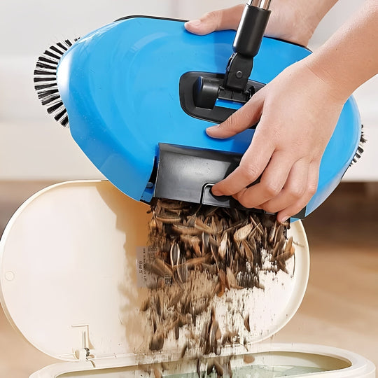Stainless Steel Push Broom and Scraper Tool for Home Cleaning
