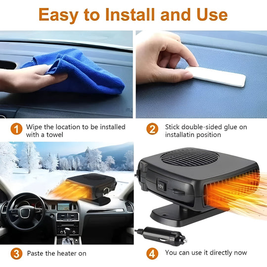 2 in 1 Portable Car Heater and Cooling Fan for Windshield Use